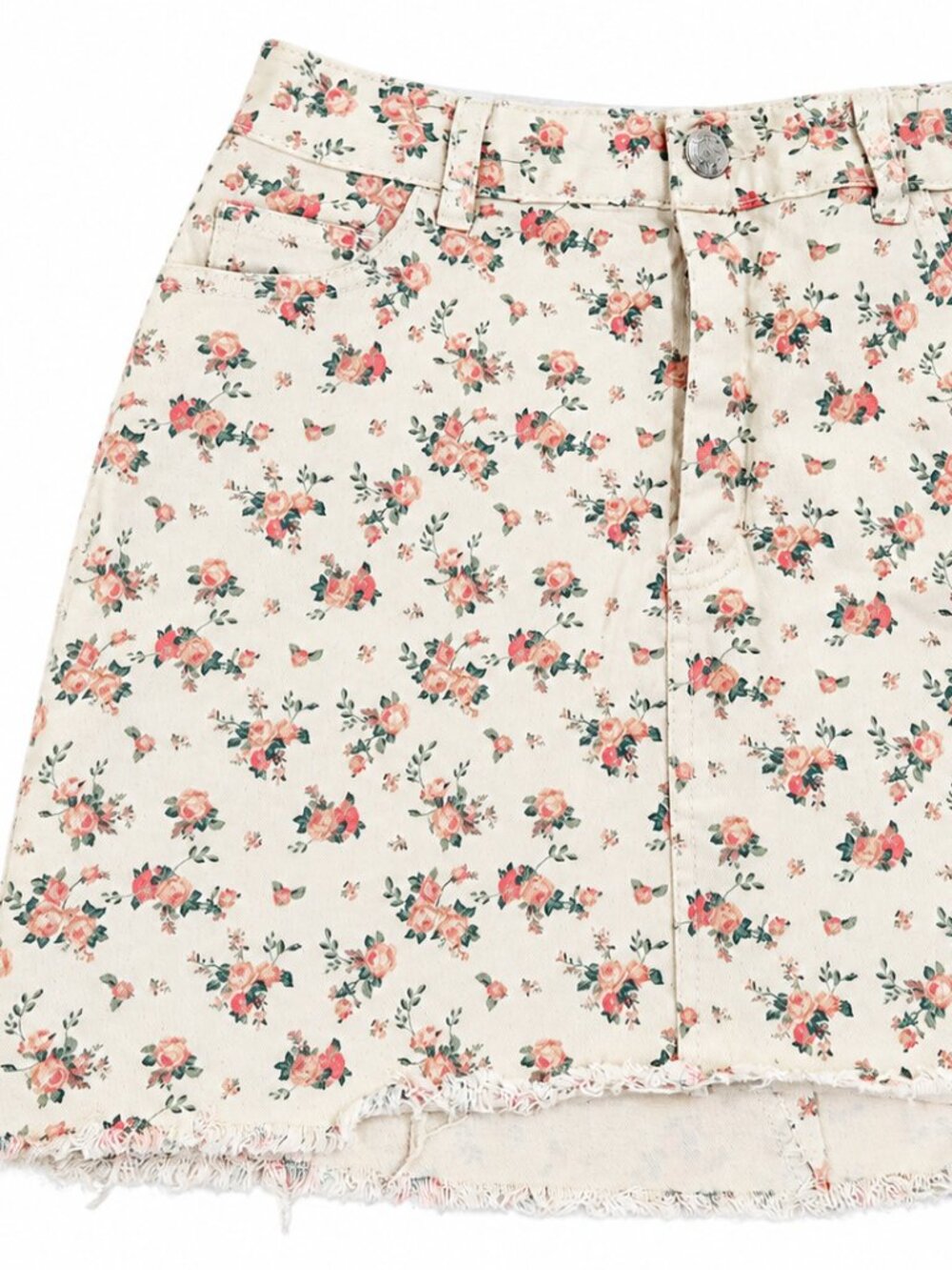 Wild Fable | Floral Frayed Hem Denim Mini Skirt | Size 6 Small For Women's
